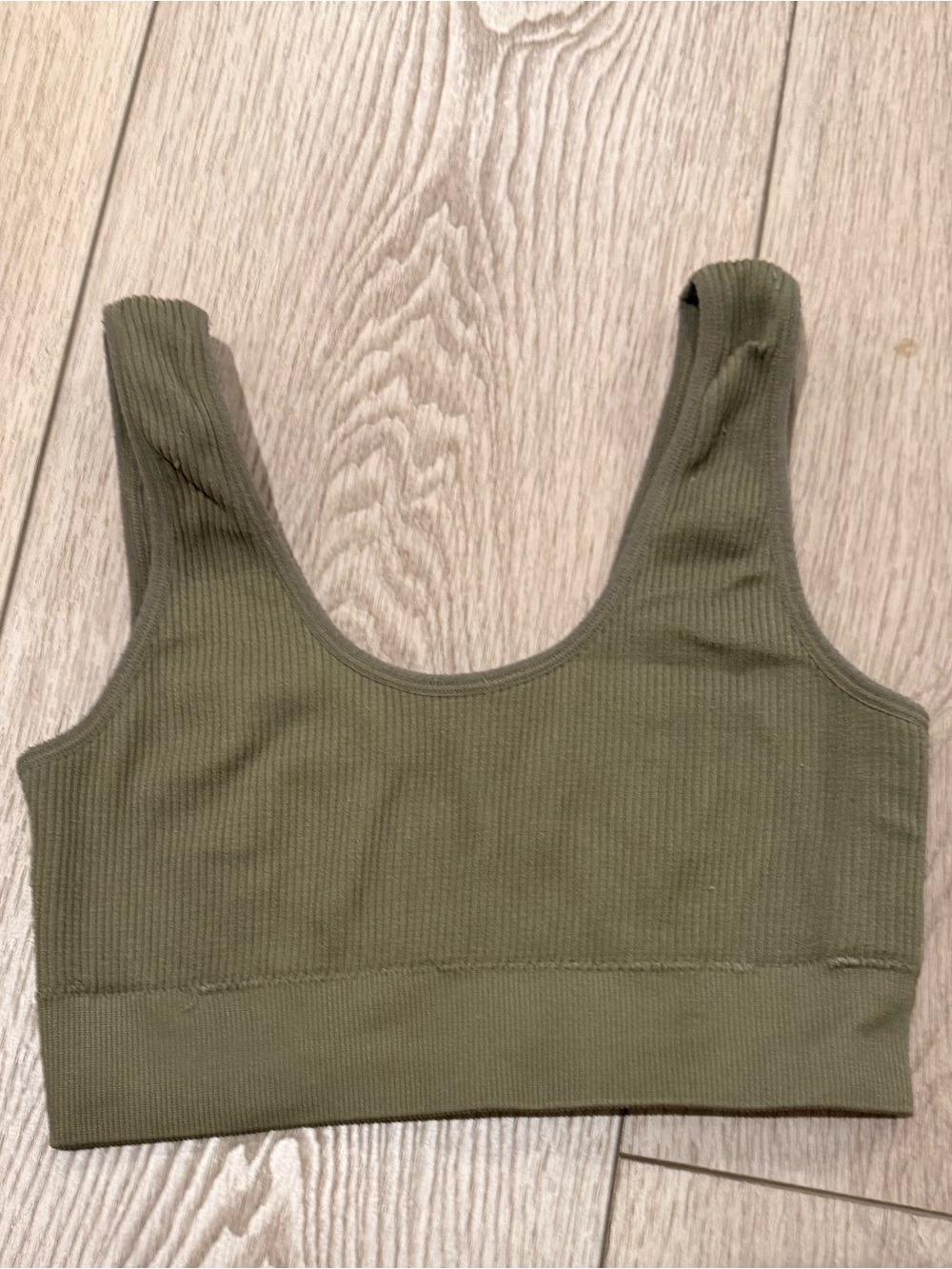 aerie Olive Ribbed Scoop Bralette - Military Green